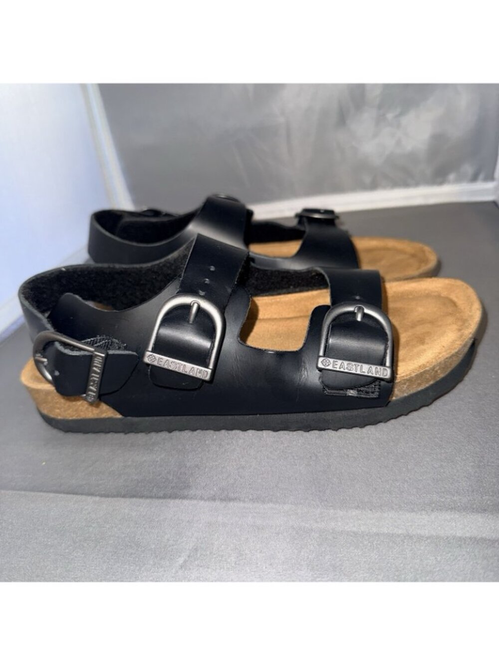 Eastland Women's Charlestown Leather Slide Sandals Black Size 6 - Picture 2 of 6
